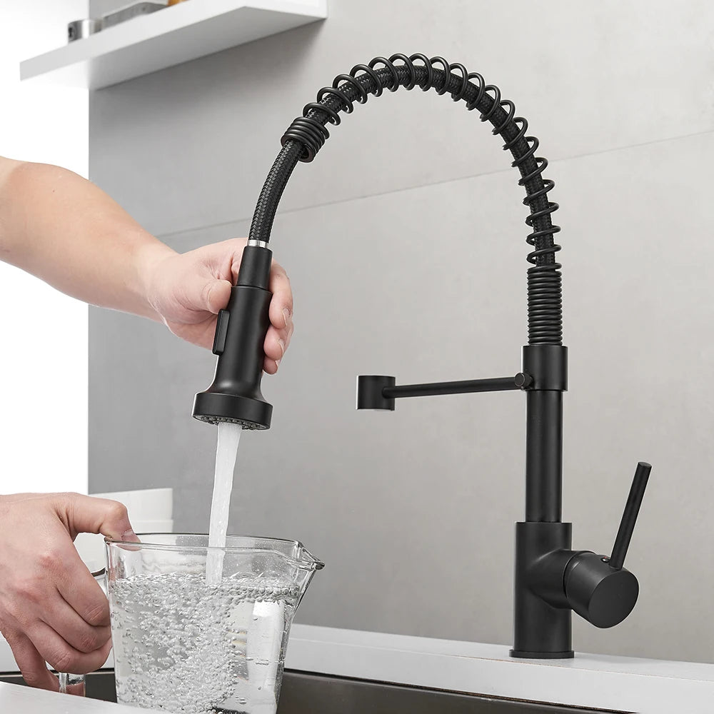 Black 304 Stainless Steel Kitchen Faucet Hot and Cold Water Mixer Faucet Kitchen Mixer Kitchen Sink Faucet