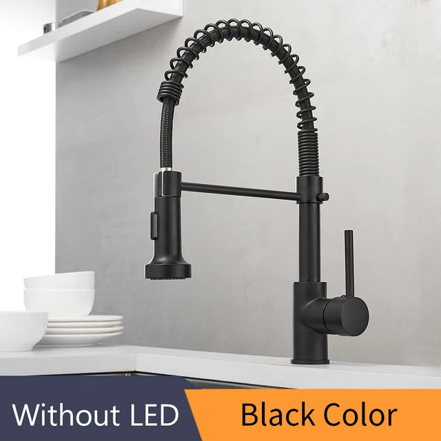 Black 304 Stainless Steel Kitchen Faucet Hot and Cold Water Mixer Faucet Kitchen Mixer Kitchen Sink Faucet