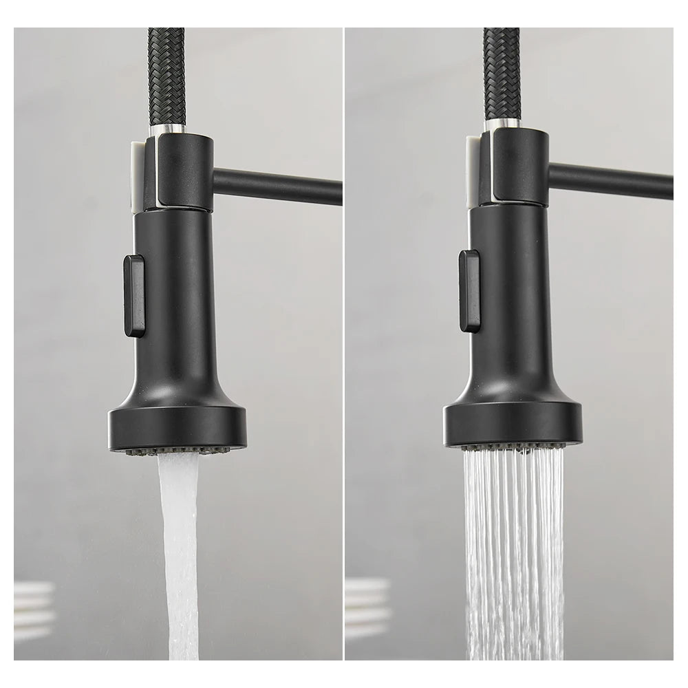 Black 304 Stainless Steel Kitchen Faucet Hot and Cold Water Mixer Faucet Kitchen Mixer Kitchen Sink Faucet