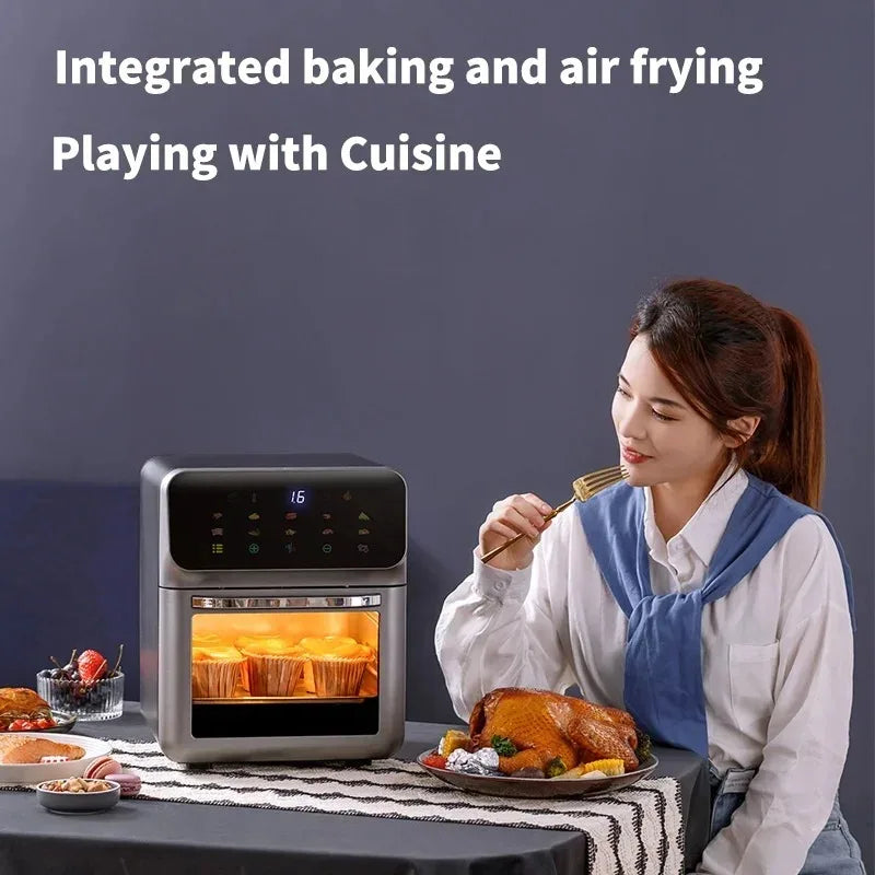 10L Large Capacity Electric Air Fryers Oil-free Automatic Household Kitchen 360°Baking Convection Oven Deep Fryer Without Oil