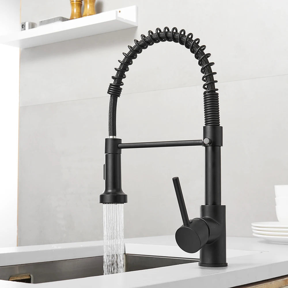 Black 304 Stainless Steel Kitchen Faucet Hot and Cold Water Mixer Faucet Kitchen Mixer Kitchen Sink Faucet