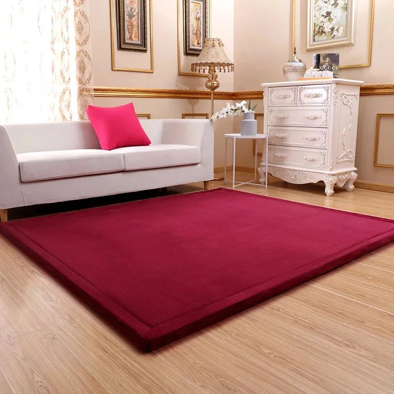 Japanese Style 3CM Thickeness Coral Fleece Velvet Mats Thickening Camel Bed Mattress Living Room Tatami Carpet Baby Crawling Mat