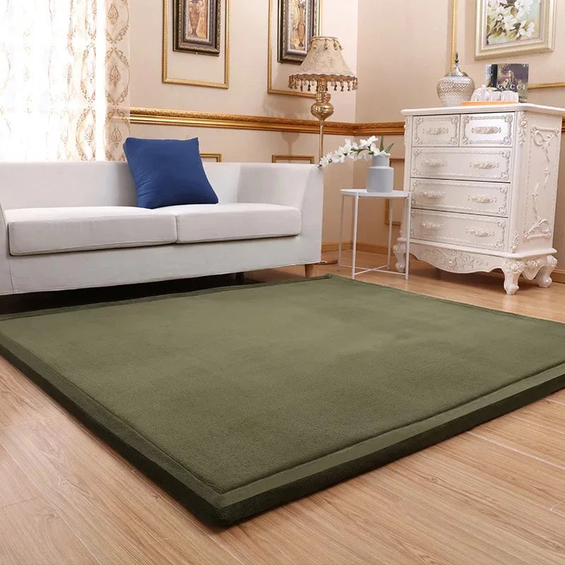 Japanese Style 3CM Thickeness Coral Fleece Velvet Mats Thickening Camel Bed Mattress Living Room Tatami Carpet Baby Crawling Mat