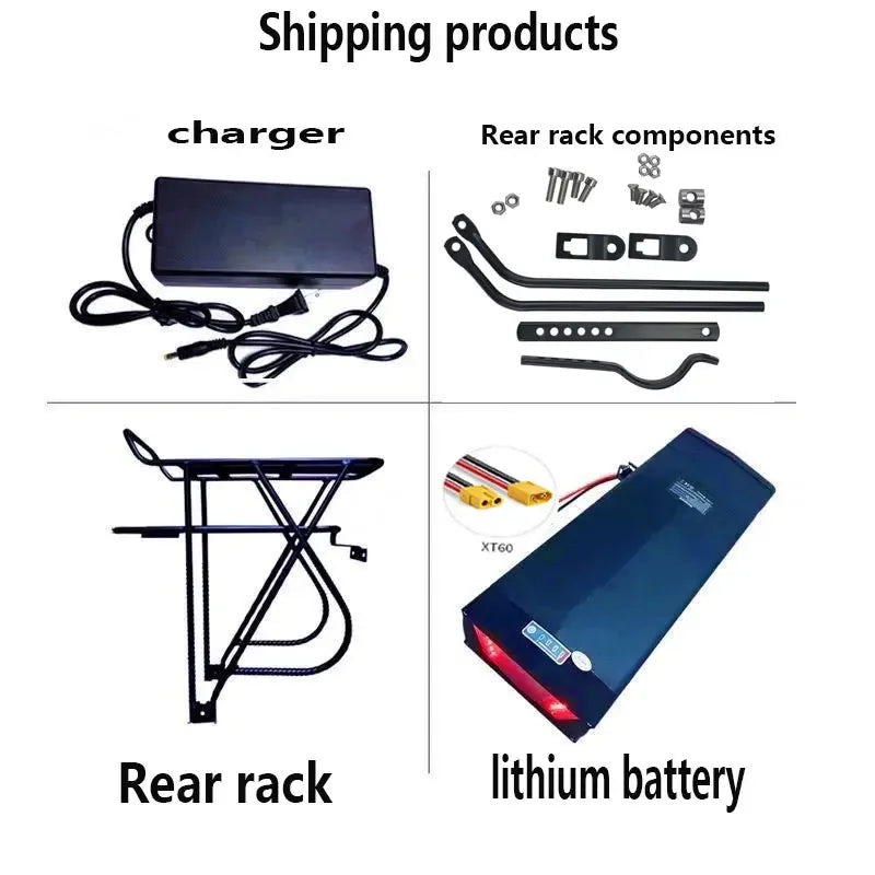 Universal electric rear power assisted 36V48V18650 lithium battery with large capacity, long endurance, and strong power