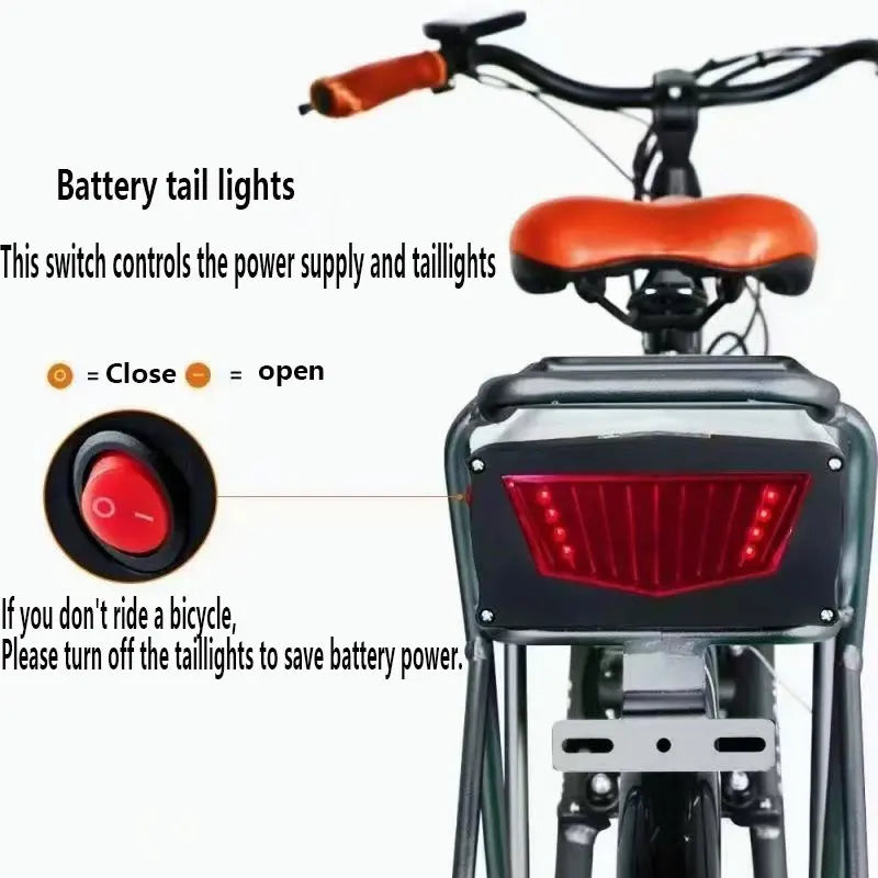 Universal electric rear power assisted 36V48V18650 lithium battery with large capacity, long endurance, and strong power