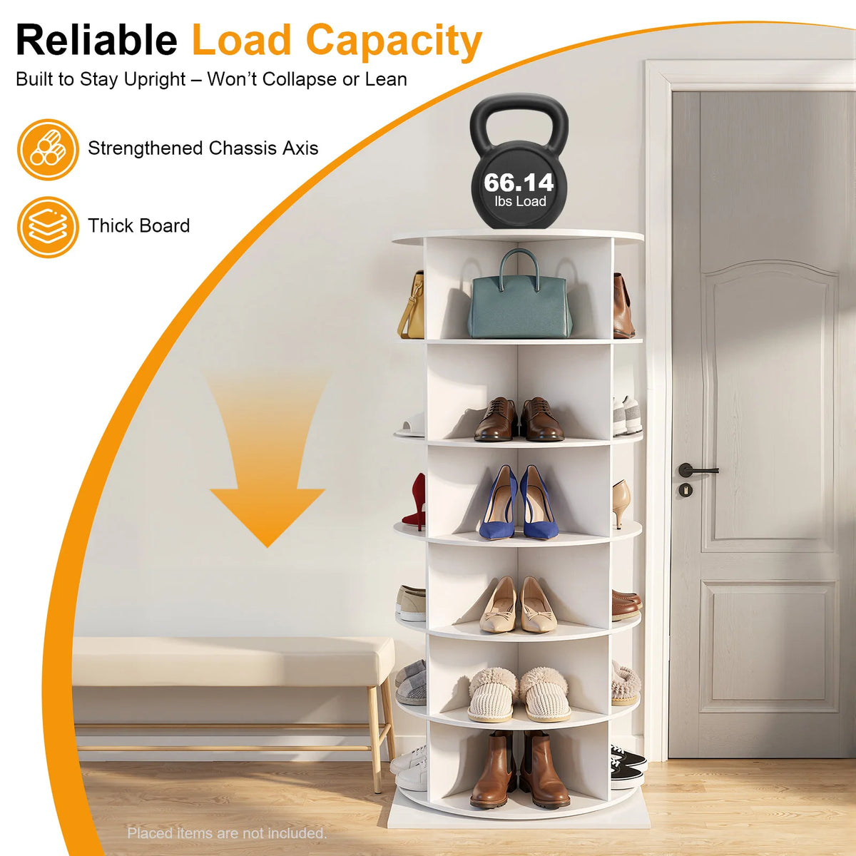 360° Rotating Shoe Rack 6-Tier 24 Pairs, Large Capacity Corner Floor Standing Shoe Organizer for Entryway Living Room