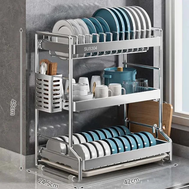 New Dish Drainer Kitchen Storage Organization Stainless Steels Drainer Kitchen Dishes Kitchenware Tableware Drainer Board Rack
