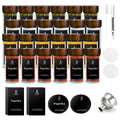 12/24 Pcs 120ml Glass Spice Jars with Natural Acacia Wood Lid, Round Shaker Containers with Labels for Kitchen Storage