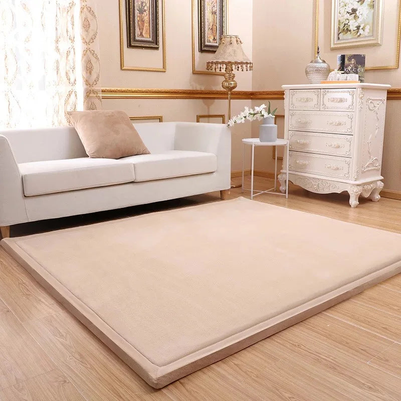 Japanese Style 3CM Thickeness Coral Fleece Velvet Mats Thickening Camel Bed Mattress Living Room Tatami Carpet Baby Crawling Mat