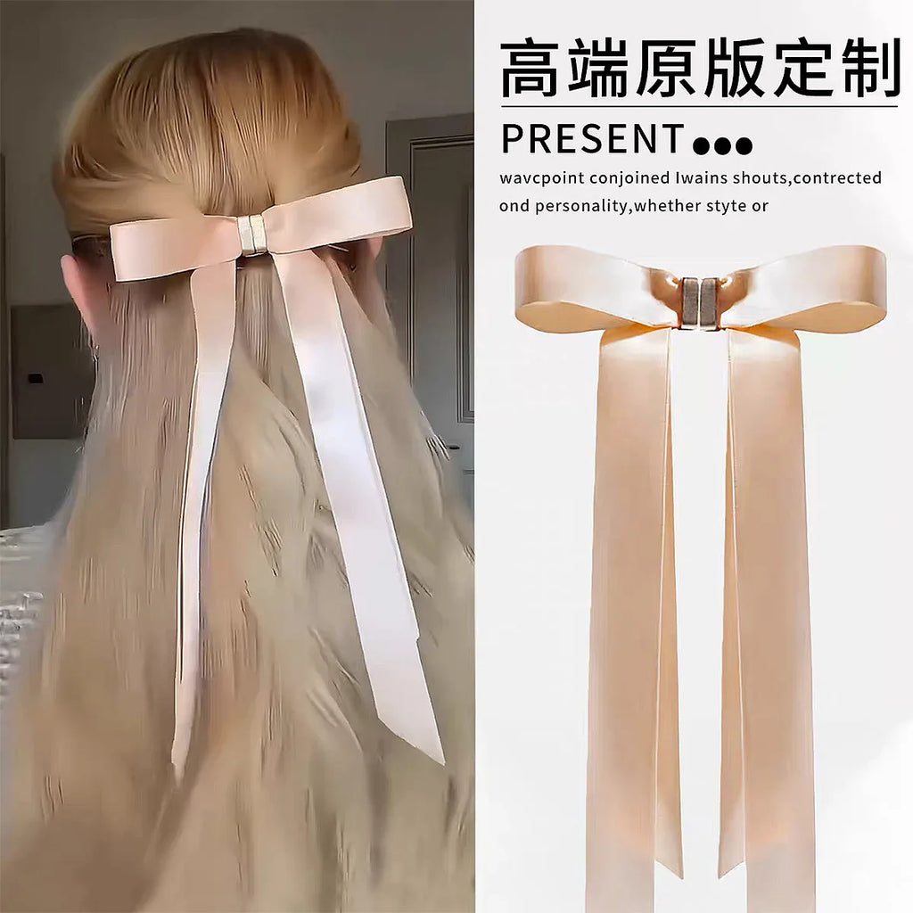 Strong Hold Bow Magnetic Hair Clip No Slip Long Ribbons, Smart Magnet Hair Clips for Hairstyling No Crease Women