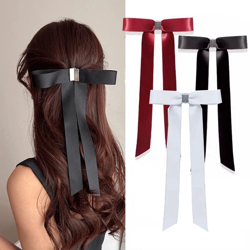 Strong Hold Bow Magnetic Hair Clip No Slip Long Ribbons, Smart Magnet Hair Clips for Hairstyling No Crease Women