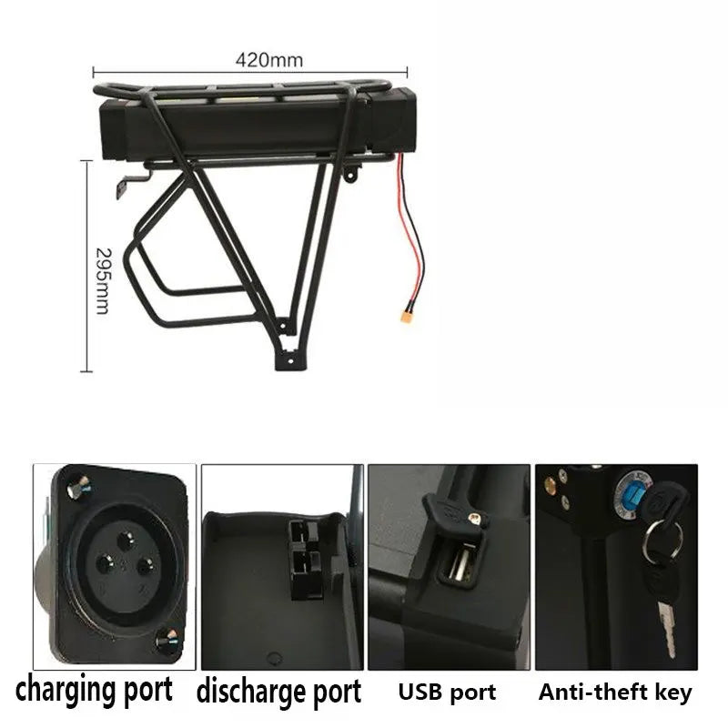 Universal electric rear power assisted 36V48V18650 lithium battery with large capacity, long endurance, and strong power
