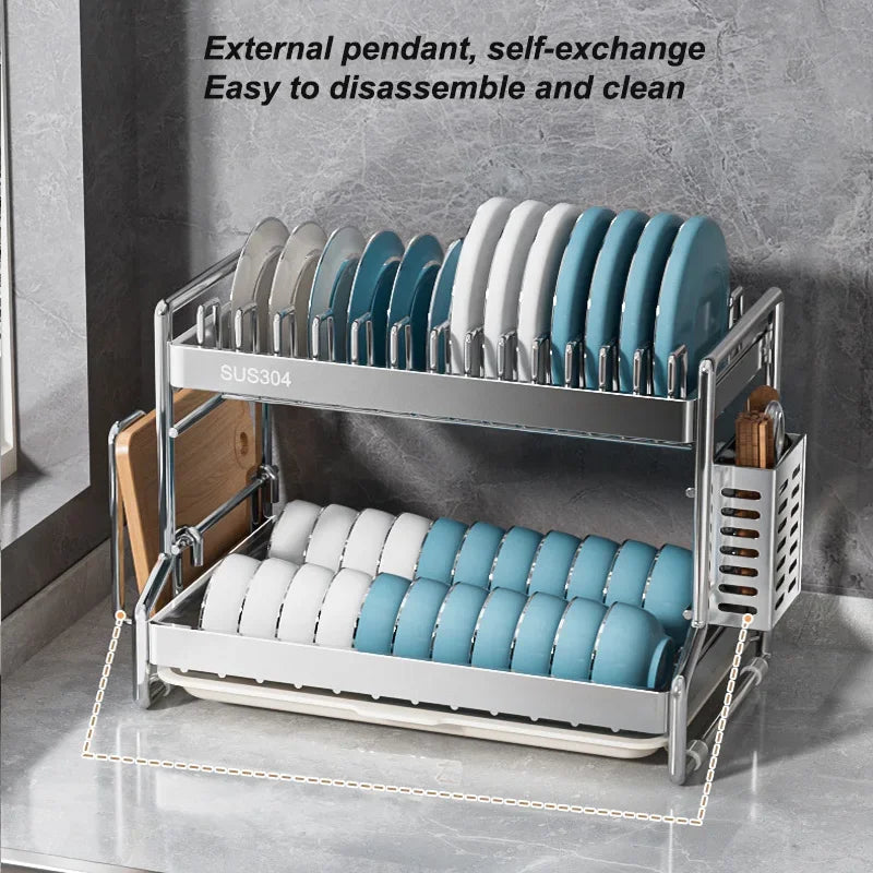 New Dish Drainer Kitchen Storage Organization Stainless Steels Drainer Kitchen Dishes Kitchenware Tableware Drainer Board Rack