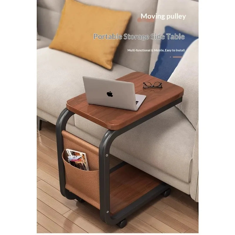Modern Mobile Coffee Side Table Bedside Nightstand Small Rolling Height Adjustable Sofa End Table Metal Table Furniture Home