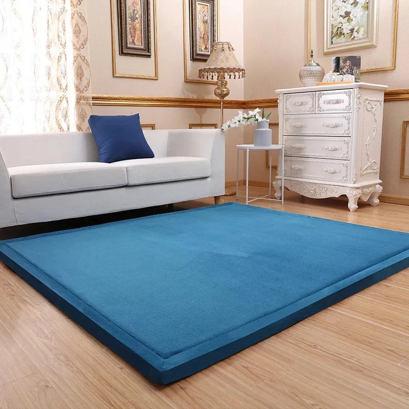 Japanese Style 3CM Thickeness Coral Fleece Velvet Mats Thickening Camel Bed Mattress Living Room Tatami Carpet Baby Crawling Mat