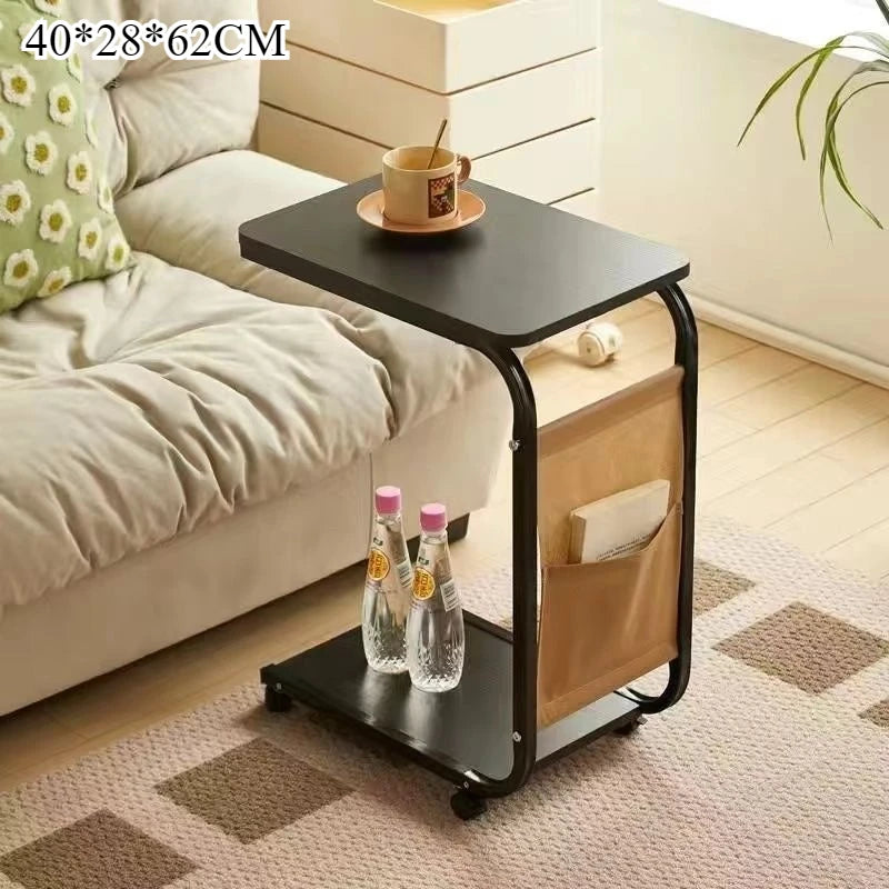 Modern Mobile Coffee Side Table Bedside Nightstand Small Rolling Height Adjustable Sofa End Table Metal Table Furniture Home