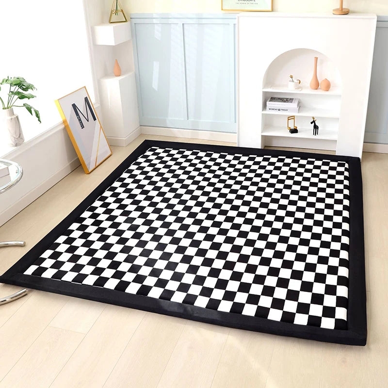 Japanese Style 3CM Thickeness Coral Fleece Velvet Mats Thickening Camel Bed Mattress Living Room Tatami Carpet Baby Crawling Mat