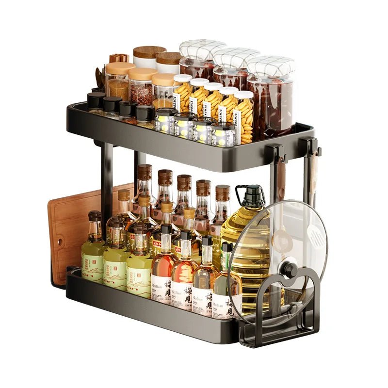 Kitchen Storage Rack, Multi-Purpose Spice Organizer, Countertop Utensil Holder for Knives, Chopsticks, Oil, Salt, Soy Sauce, Vin