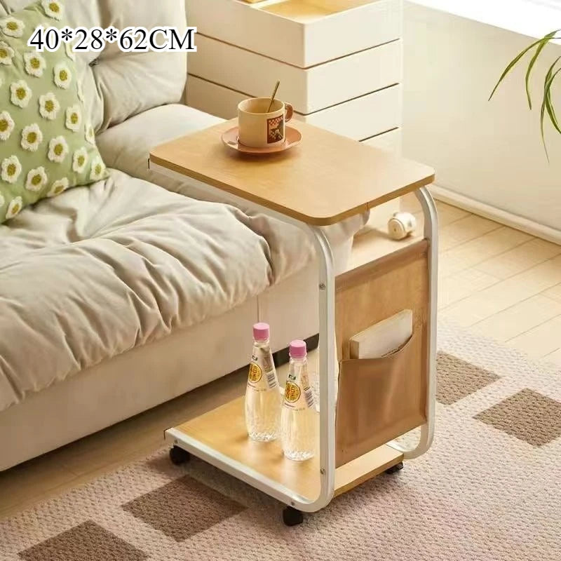 Modern Mobile Coffee Side Table Bedside Nightstand Small Rolling Height Adjustable Sofa End Table Metal Table Furniture Home